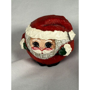 Vintage Round Fat Santa Claus St. Nick Folk Art Handmade Artist Signed Mache